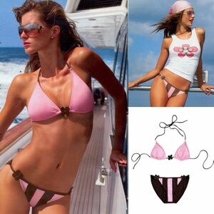 Leather Flower Stipe Bikini As Seen On Gisele Bündchen & Alessandra Ambrosio